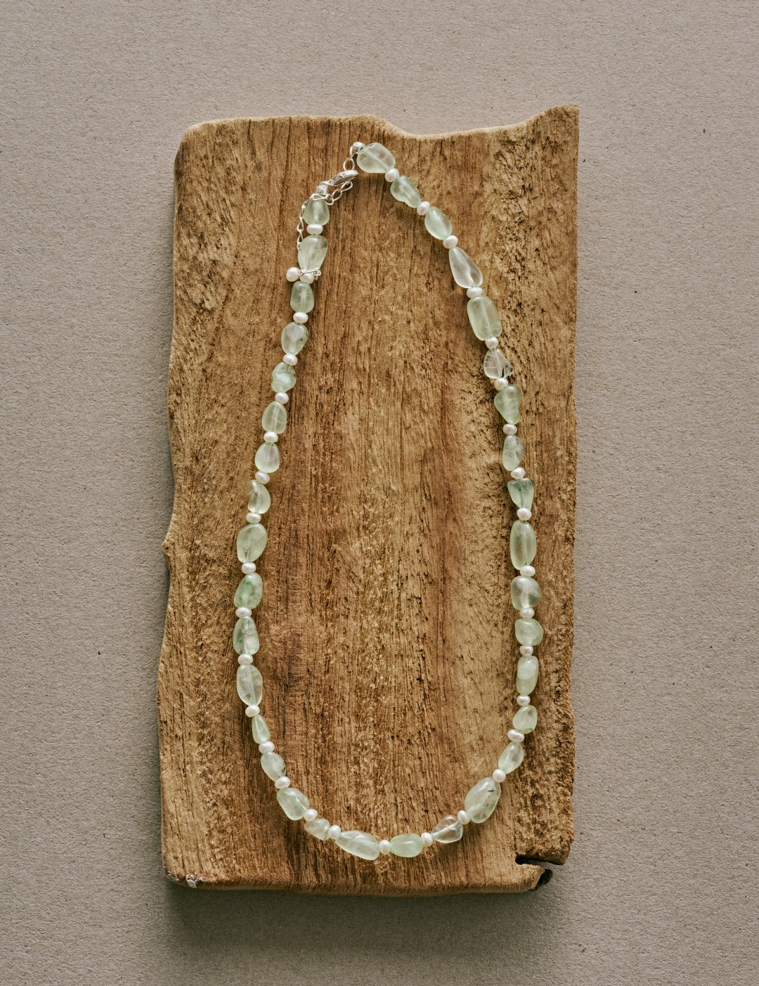 Verdant Flow Irregular Prehnite Pearl Necklace gembea jewelry