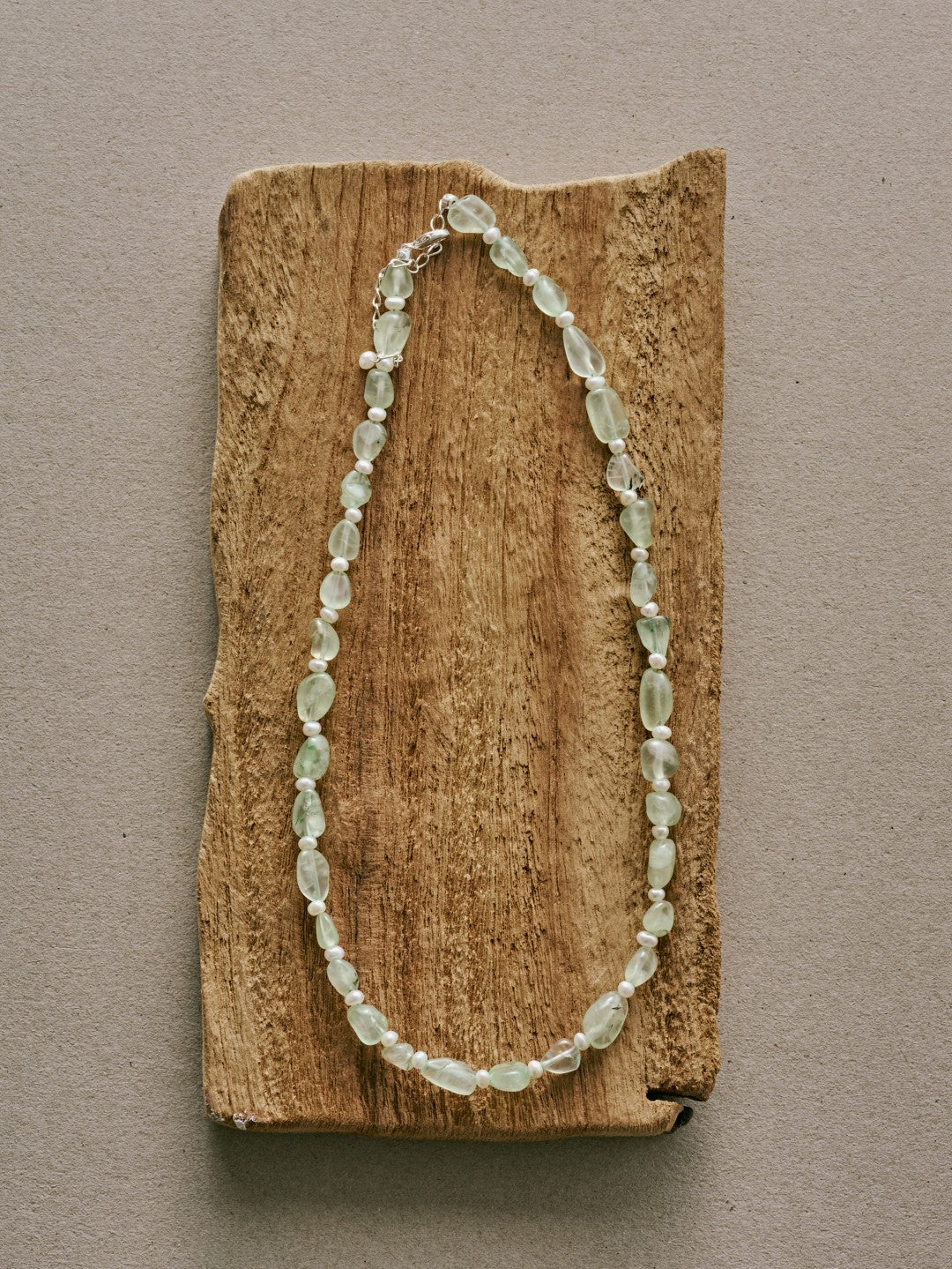 Verdant Flow Irregular Prehnite Pearl Necklace gembea jewelry
