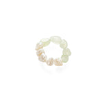Verdant Flow Irregular Prehnite Pearl Ring gembea jewelry