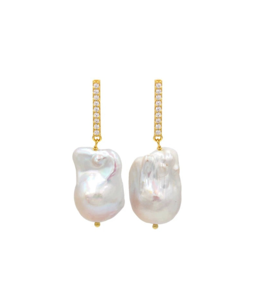 Vertical Zircon Baroque Pearl Drop Earrings GEMBEA JEWELRY