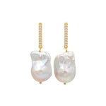 Vertical Zircon Baroque Pearl Drop Earrings GEMBEA JEWELRY