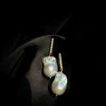 Vertical Zircon Baroque Pearl Drop Earrings GEMBEA JEWELRY