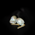 Vertical Zircon Baroque Pearl Drop Earrings GEMBEA JEWELRY