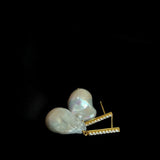 Vertical Zircon Baroque Pearl Drop Earrings GEMBEA JEWELRY
