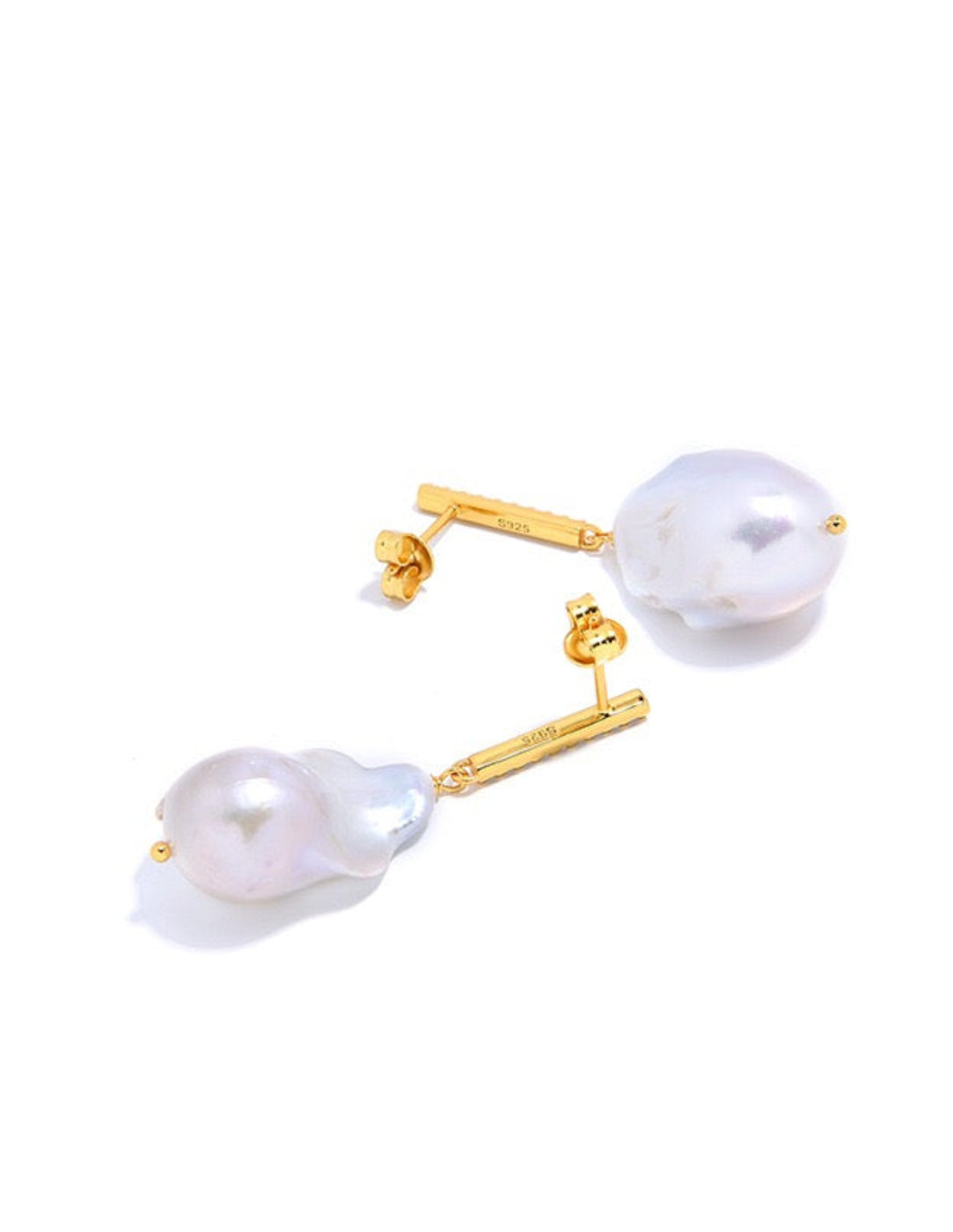 Vertical Zircon Baroque Pearl Drop Earrings GEMBEA JEWELRY
