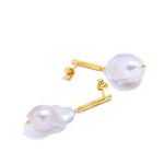 Vertical Zircon Baroque Pearl Drop Earrings GEMBEA JEWELRY