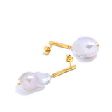 Vertical Zircon Baroque Pearl Drop Earrings GEMBEA JEWELRY