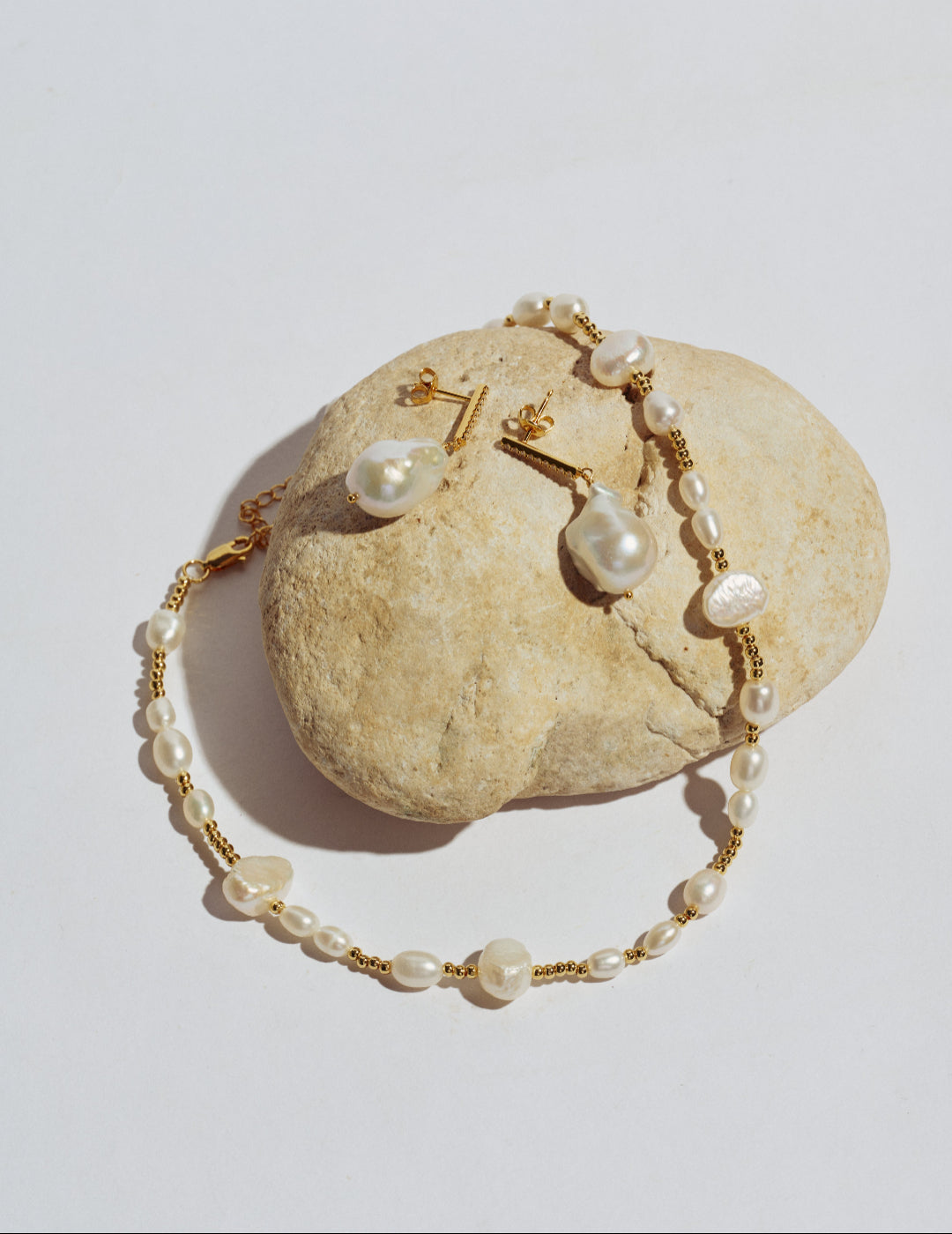 Vertical Zircon Baroque Pearl Drop Earrings gembea jewelry