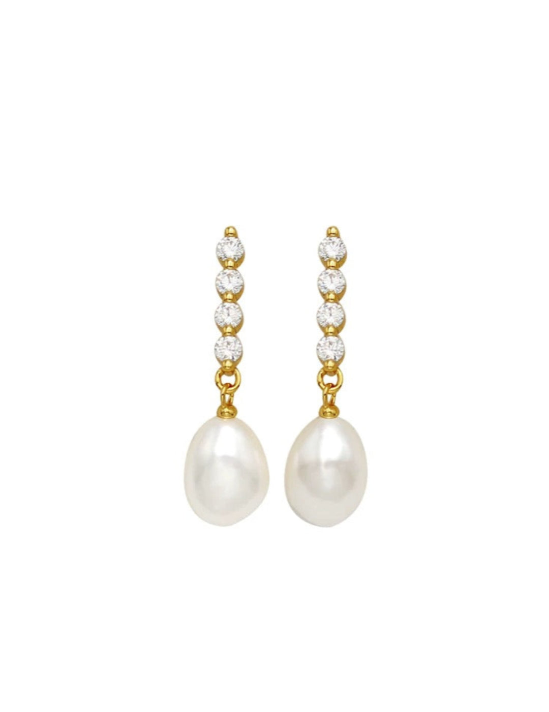 Vertical Zircon Freshwater Pearl Earrings GEMBEA JEWELRY