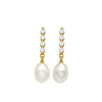 Vertical Zircon Freshwater Pearl Earrings GEMBEA JEWELRY