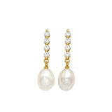 Vertical Zircon Freshwater Pearl Earrings GEMBEA JEWELRY