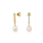 Vertical Zircon Freshwater Pearl Earrings gembea jewelry