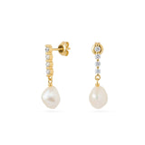 Vertical Zircon Freshwater Pearl Earrings gembea jewelry