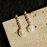 Vertical Zircon Freshwater Pearl Earrings gembea jewelry