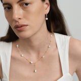 Vertical Zircon Freshwater Pearl Earrings gembea jewelry