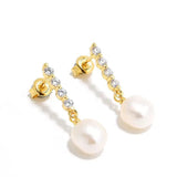 Vertical Zircon Freshwater Pearl Earrings GEMBEA JEWELRY