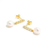 Vertical Zircon Freshwater Pearl Earrings GEMBEA JEWELRY