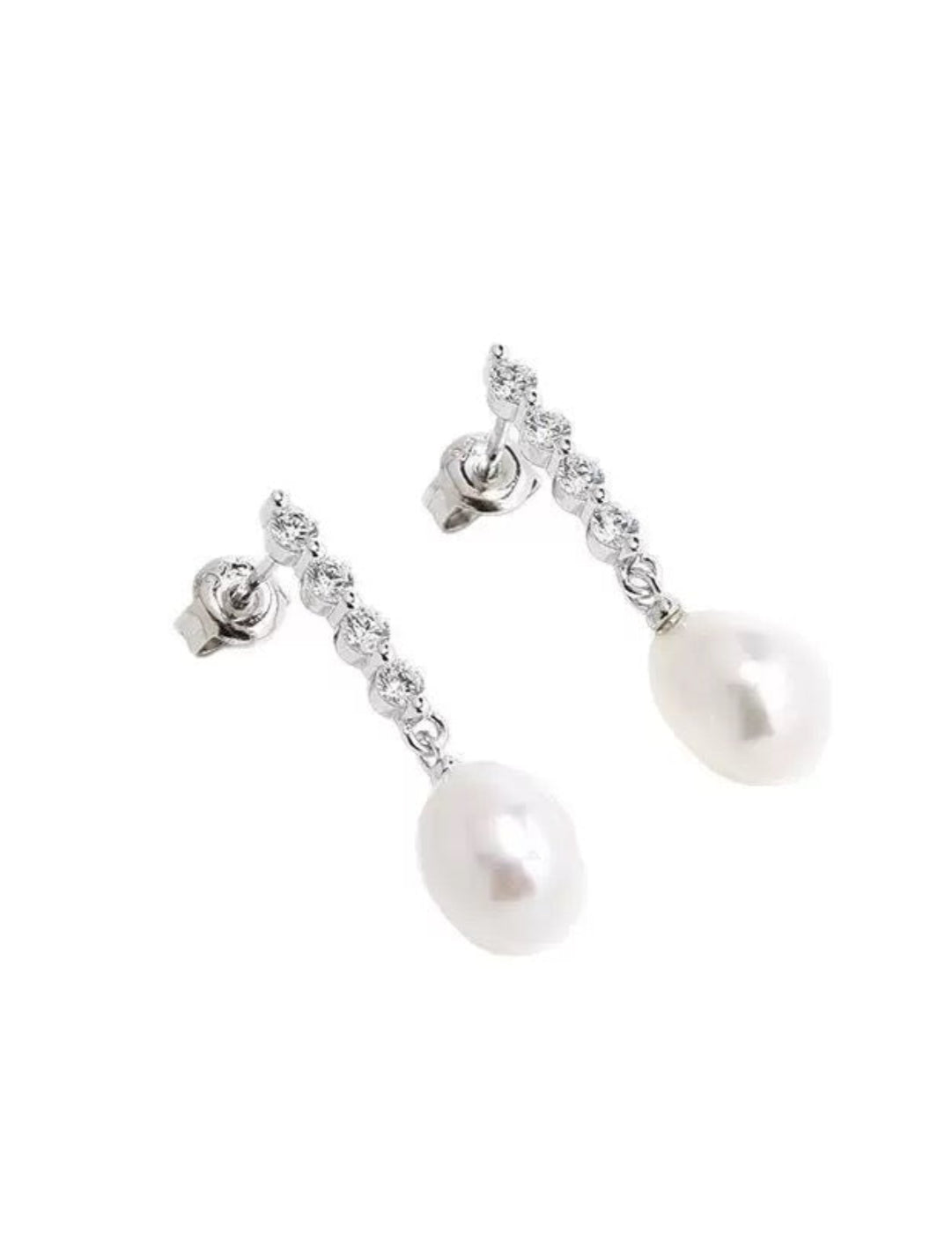 Vertical Zircon Freshwater Pearl Earrings GEMBEA JEWELRY