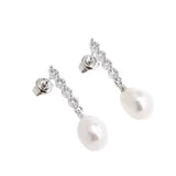 Vertical Zircon Freshwater Pearl Earrings GEMBEA JEWELRY