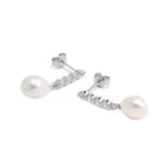 Vertical Zircon Freshwater Pearl Earrings GEMBEA JEWELRY