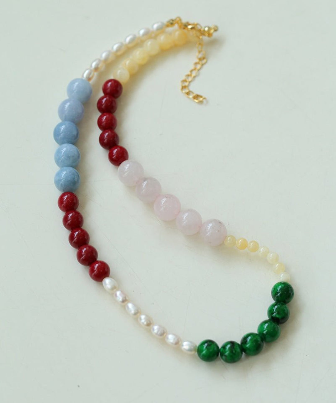 Vibrant Multicolored Gemstone Pearl Beaded Necklace gembea jewelry