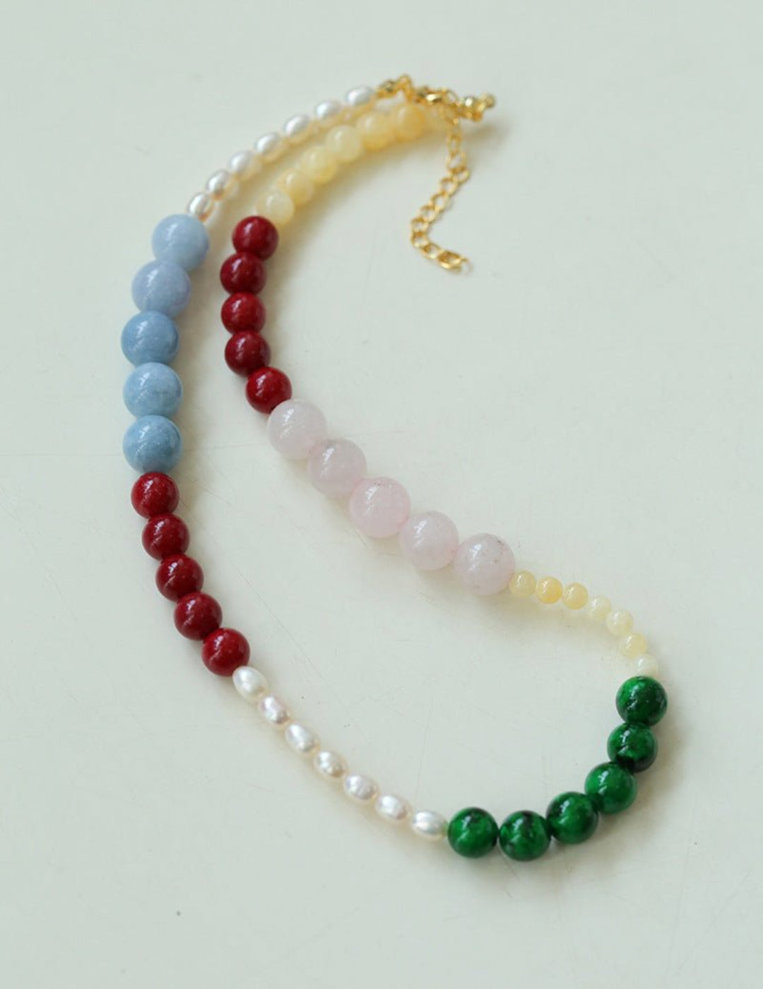 Vibrant Multicolored Gemstone Pearl Beaded Necklace gembea jewelry