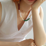 Vibrant Multicolored Gemstone Pearl Beaded Necklace gembea jewelry