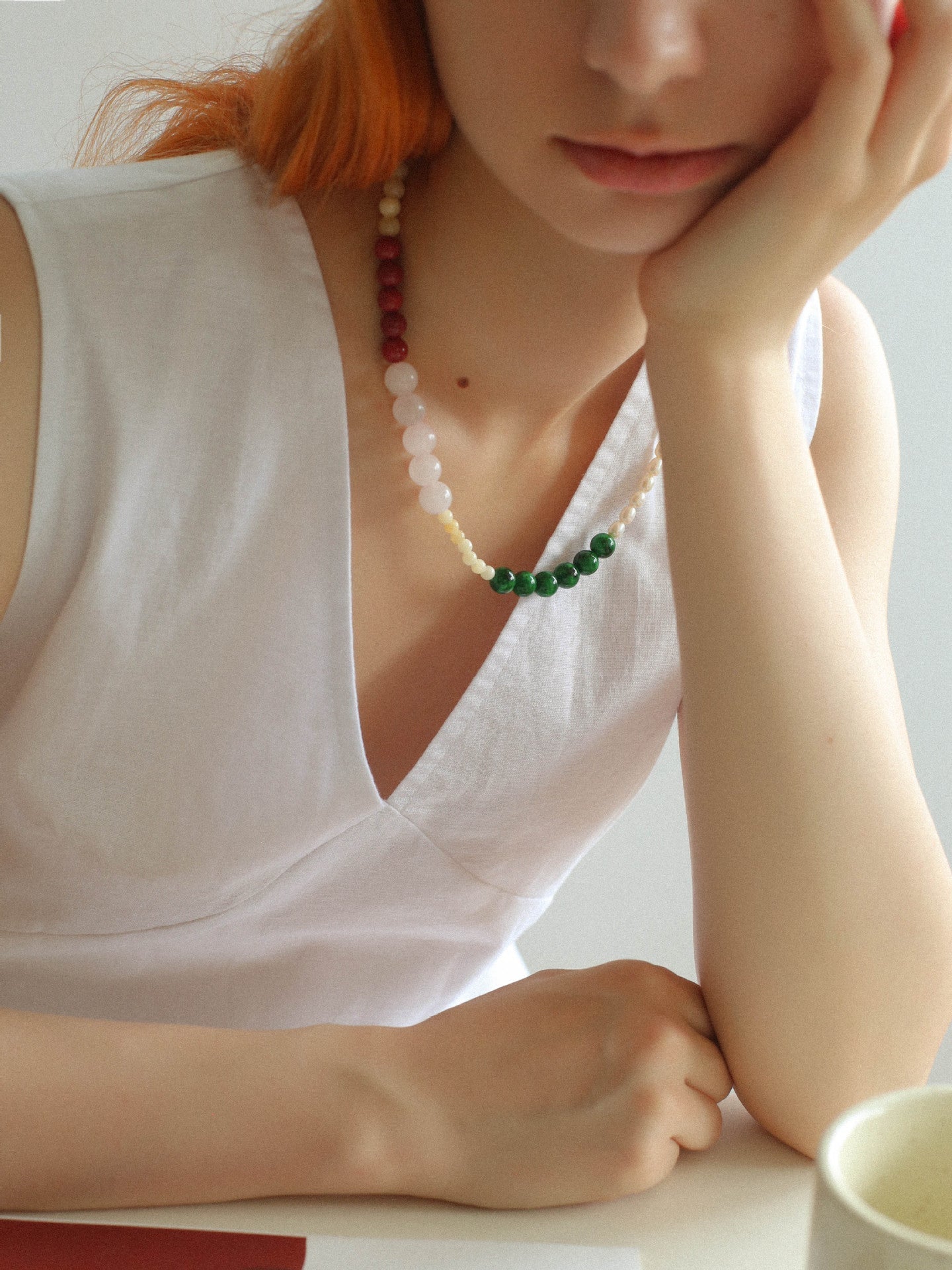 Vibrant Multicolored Gemstone Pearl Beaded Necklace gembea jewelry