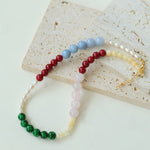 Vibrant Multicolored Gemstone Pearl Beaded Necklace gembea jewelry