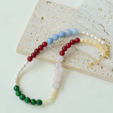 Vibrant Multicolored Gemstone Pearl Beaded Necklace gembea jewelry