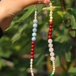 Vibrant Multicolored Gemstone Pearl Beaded Necklace gembea jewelry