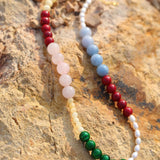 Vibrant Multicolored Gemstone Pearl Beaded Necklace gembea jewelry