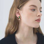 Vintage Heart-shaped Enamel Pearl Earrings gembea jewelry