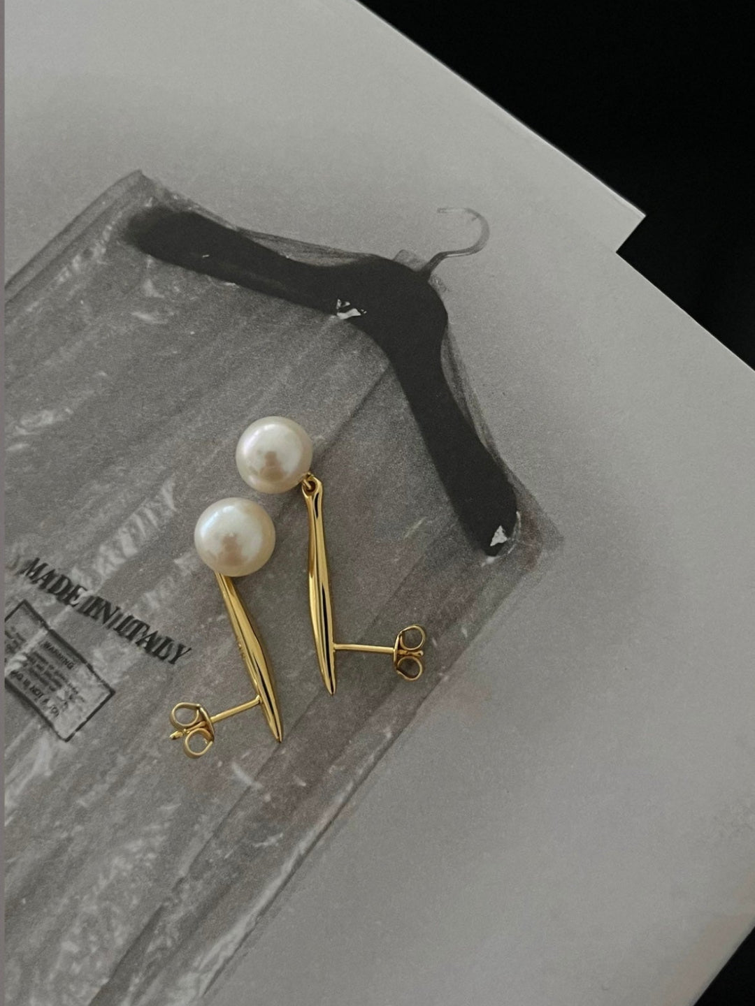 Vintage Long Metal Pearl Earrings gembea jewelry