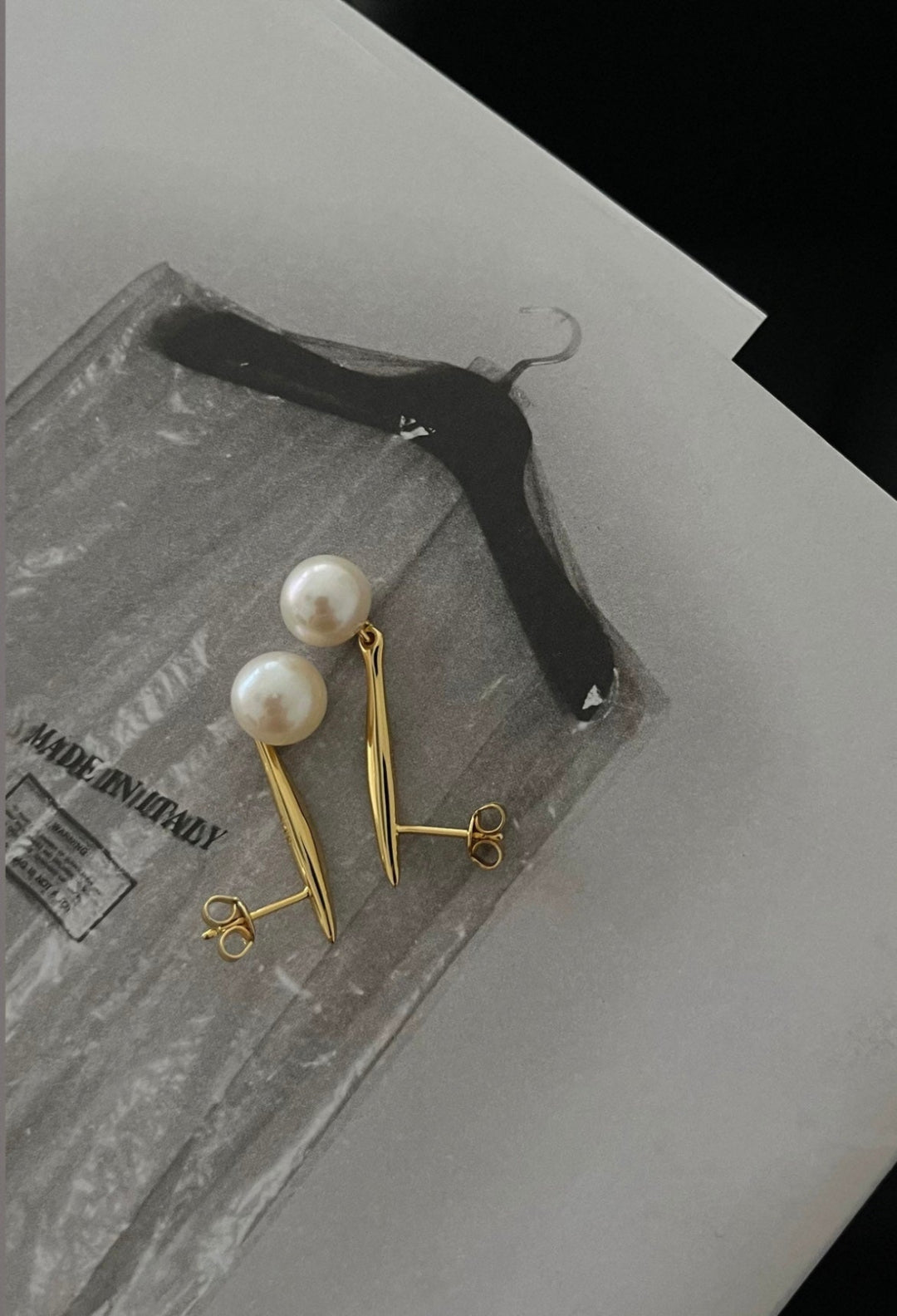 Vintage Long Metal Pearl Earrings gembea jewelry