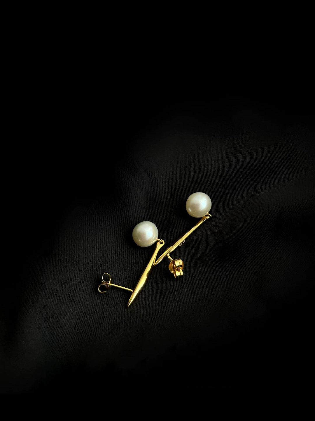 Vintage Long Metal Pearl Earrings gembea jewelry