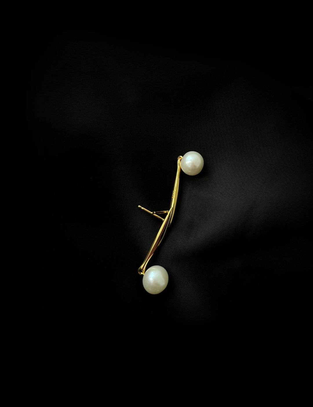 Vintage Long Metal Pearl Earrings gembea jewelry