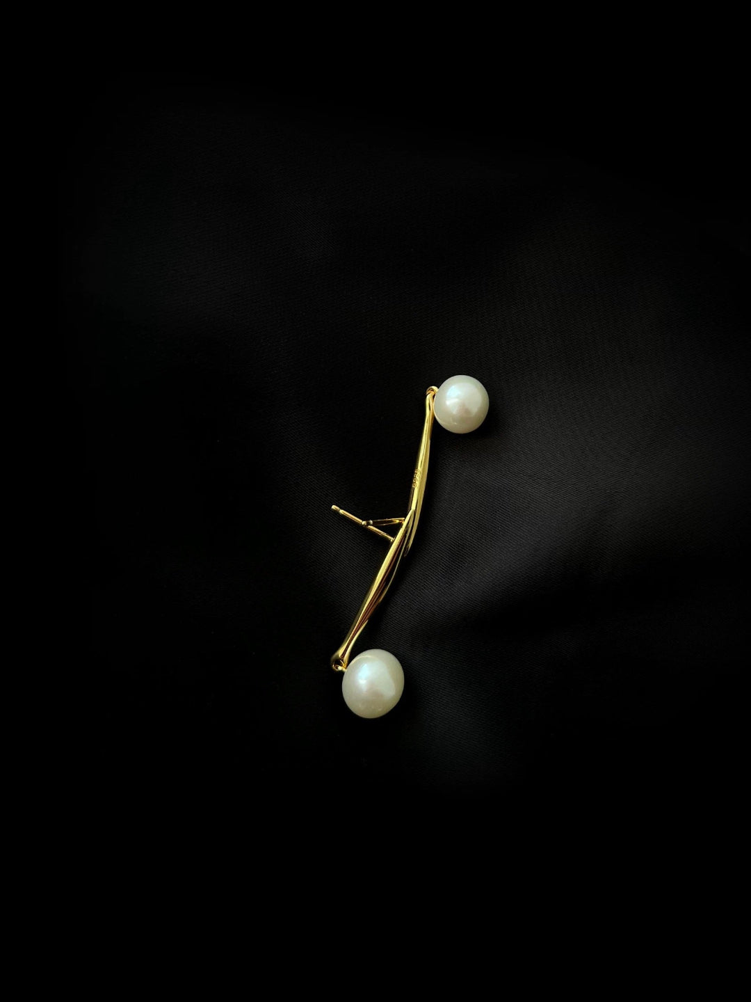 Vintage Long Metal Pearl Earrings gembea jewelry