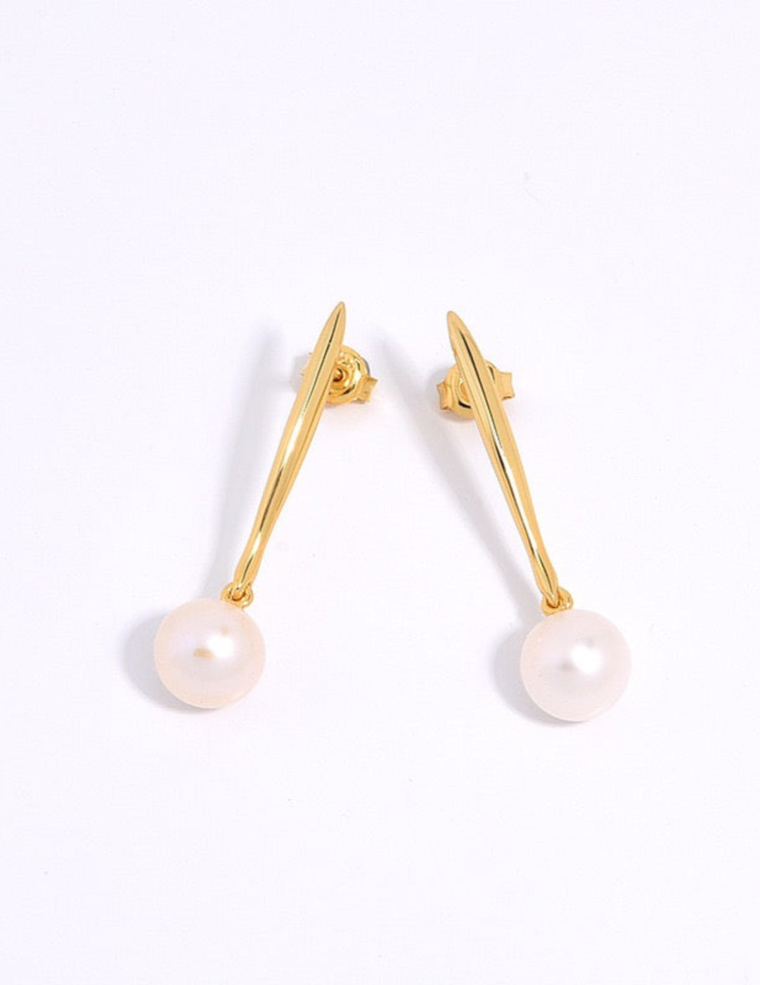 Vintage Long Metal Pearl Earrings gembea jewelry