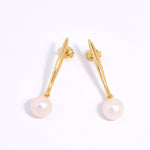 Vintage Long Metal Pearl Earrings gembea jewelry