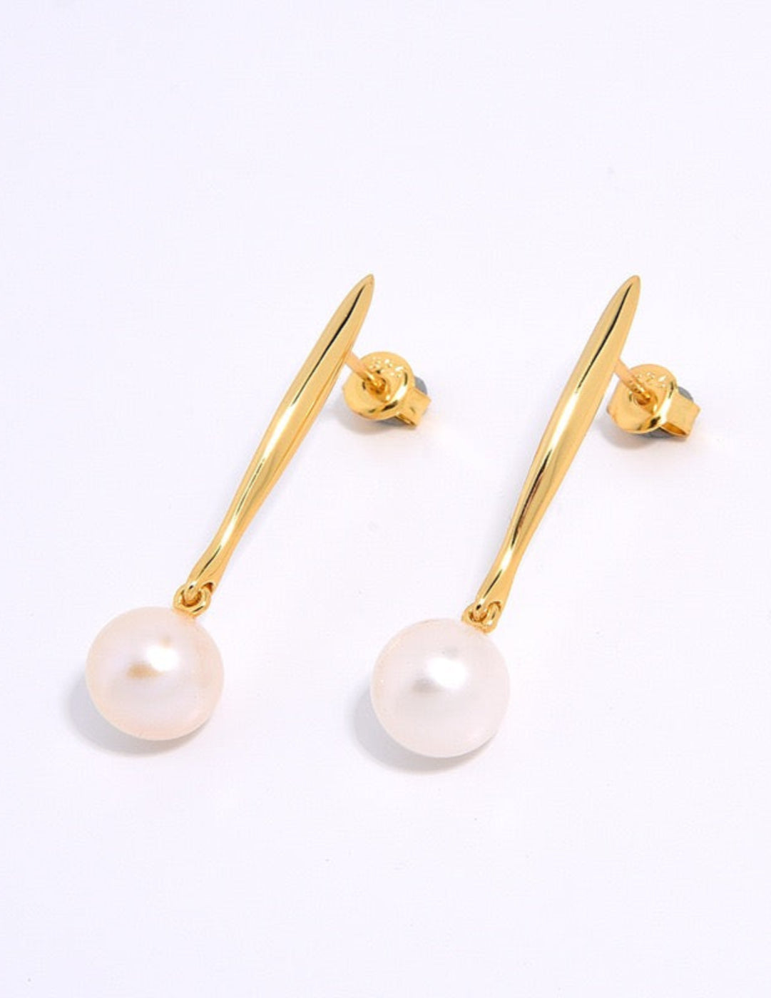 Vintage Long Metal Pearl Earrings gembea jewelry