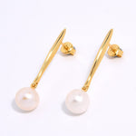 Vintage Long Metal Pearl Earrings gembea jewelry