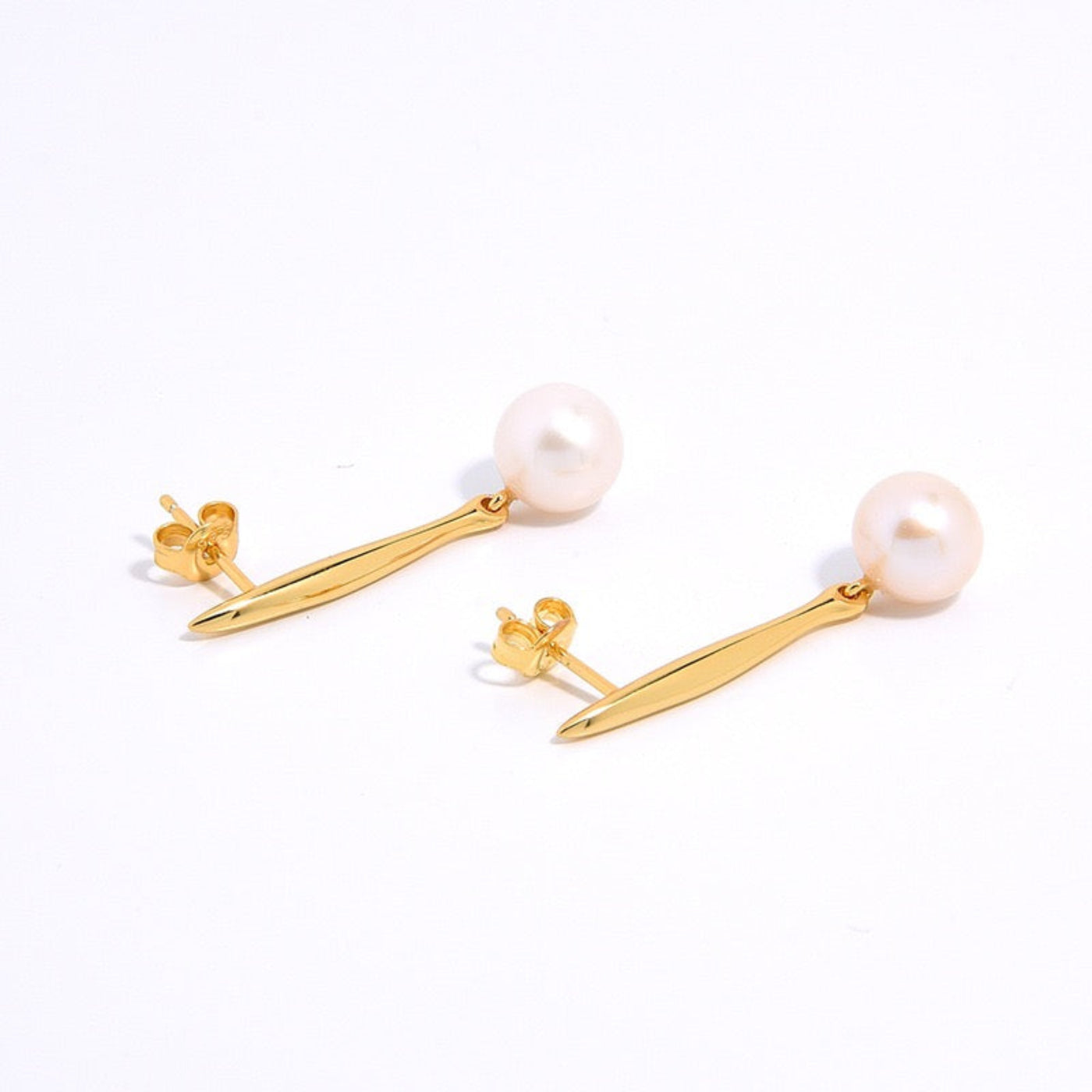 Vintage Long Metal Pearl Earrings gembea jewelry