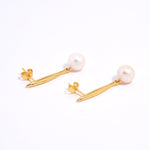 Vintage Long Metal Pearl Earrings gembea jewelry