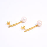 Vintage Long Metal Pearl Earrings gembea jewelry
