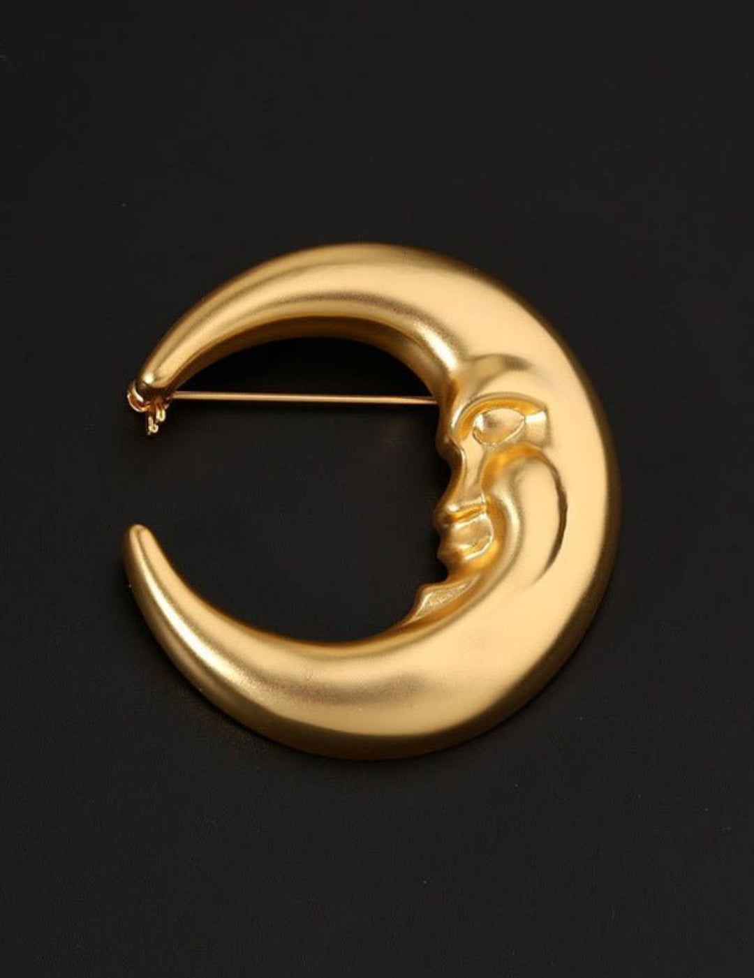 Vintage Antique Golden Moon Brooch gembea jewelry