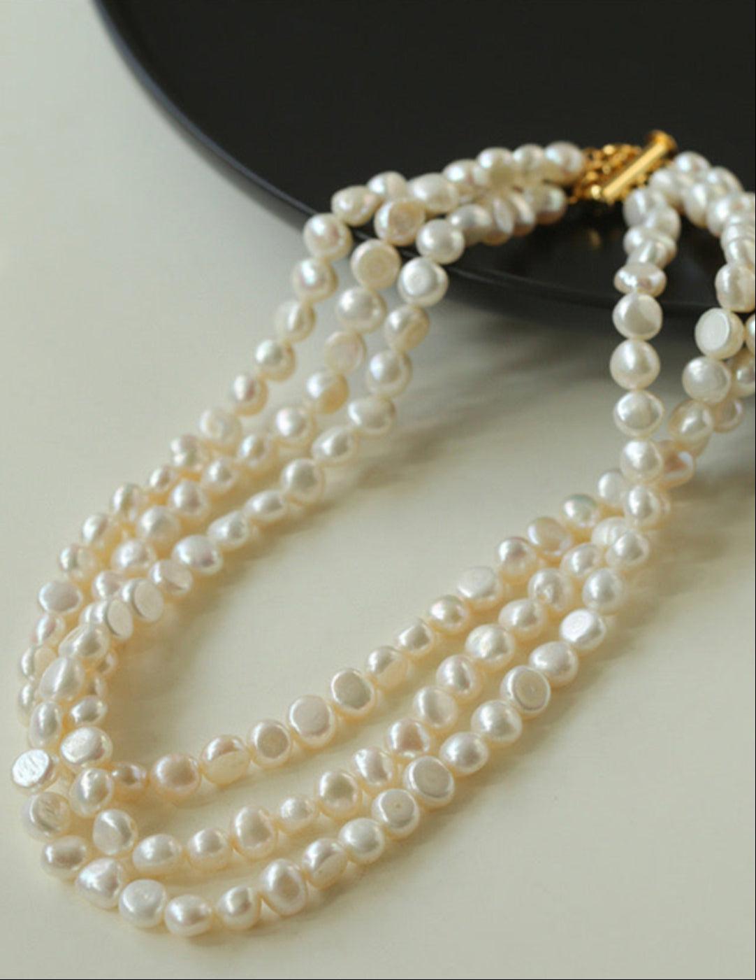 Vintage French Baroque Pearl Multilayer Necklace - Gembea Jewelry