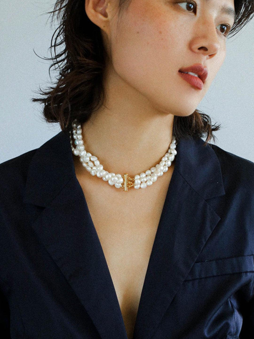 Vintage French Baroque Pearl Multilayer Necklace - Gembea Jewelry
