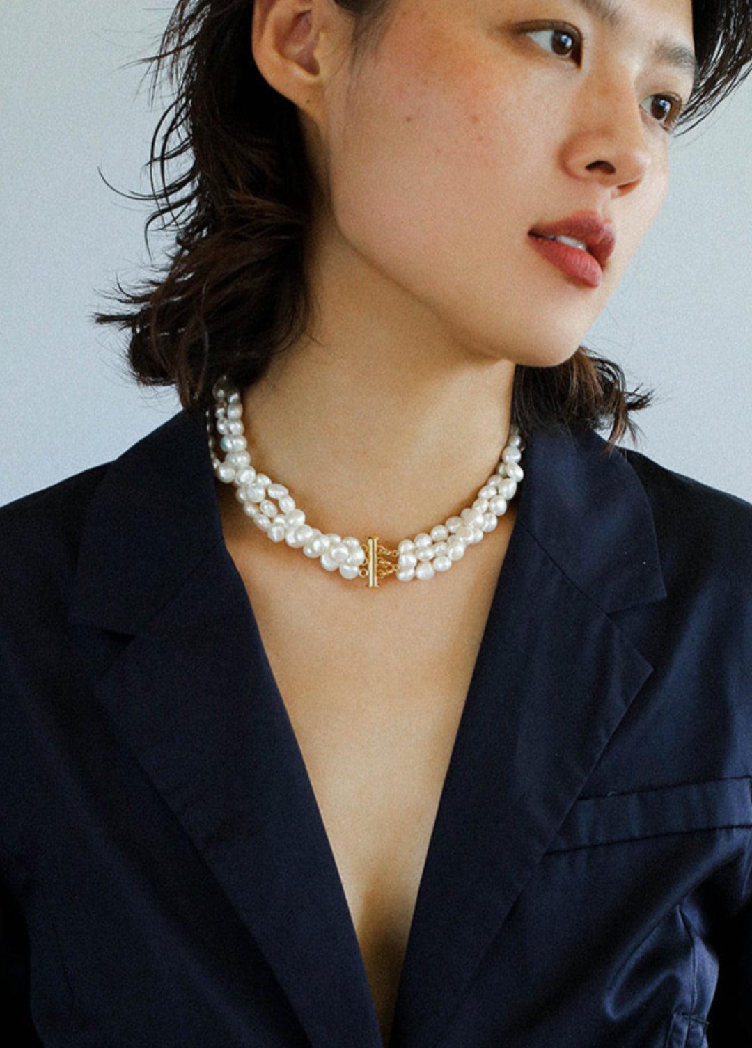 Vintage French Baroque Pearl Multilayer Necklace - Gembea Jewelry
