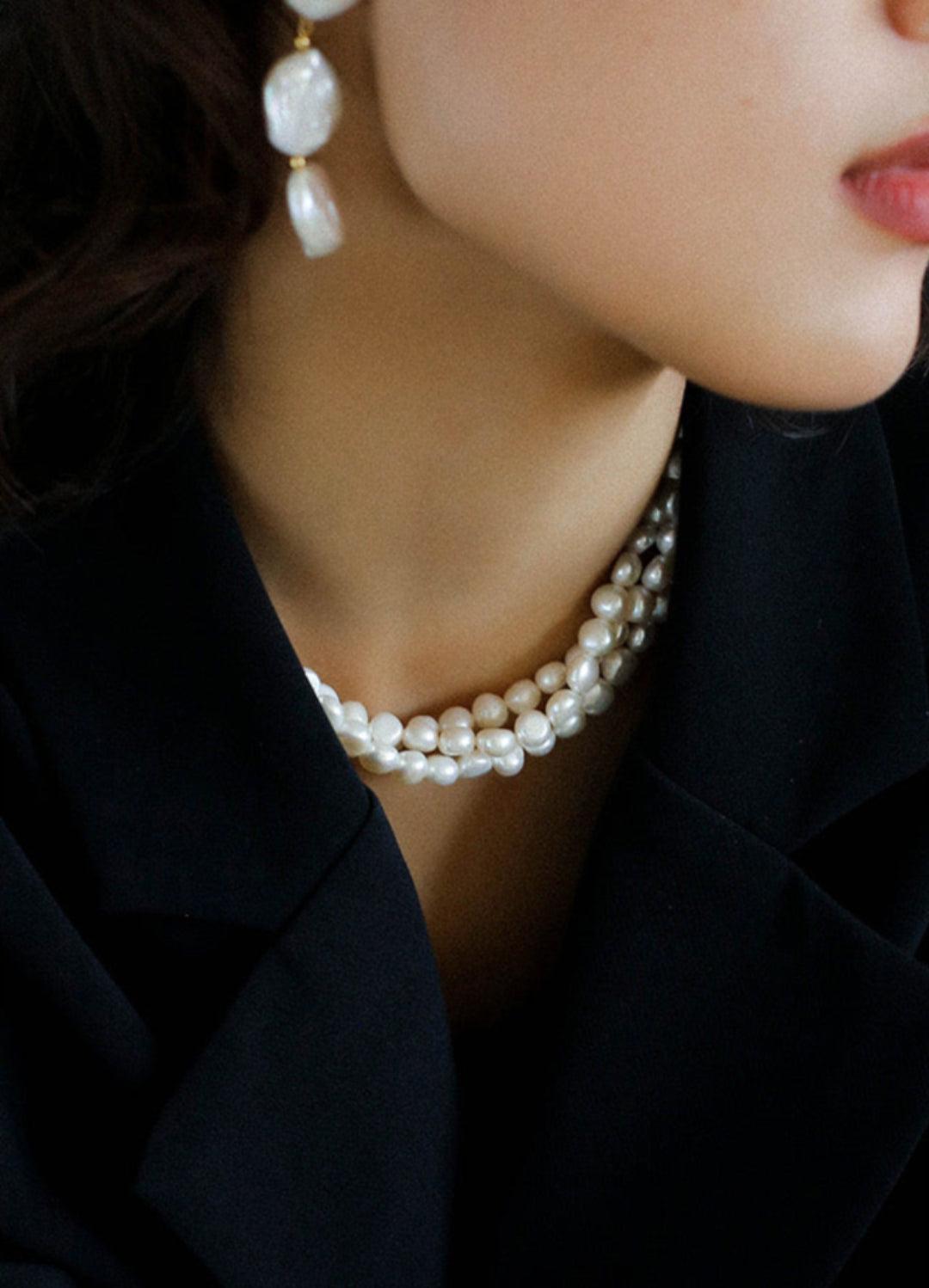 Vintage French Baroque Pearl Multilayer Necklace - Gembea Jewelry